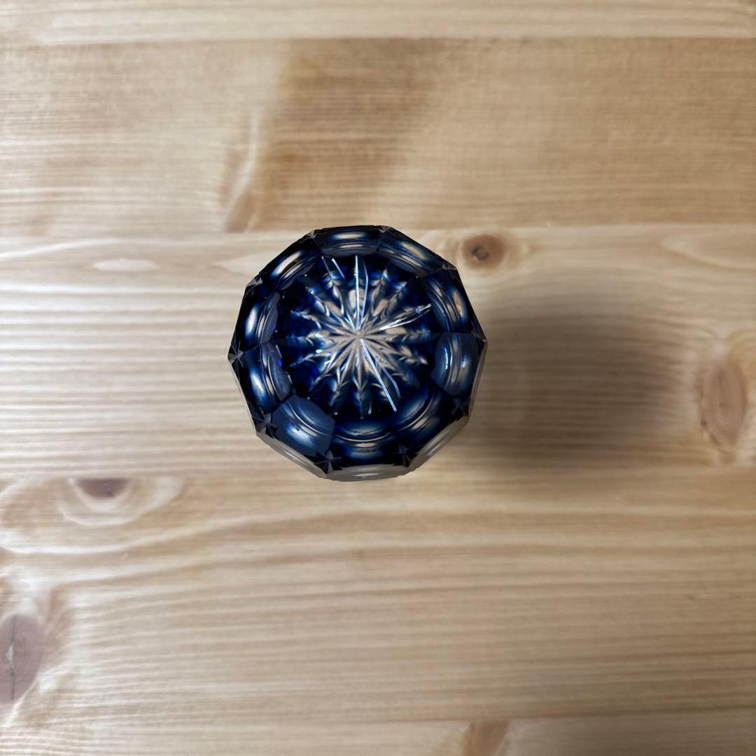 島津薩摩切子　花入れ　藍色
