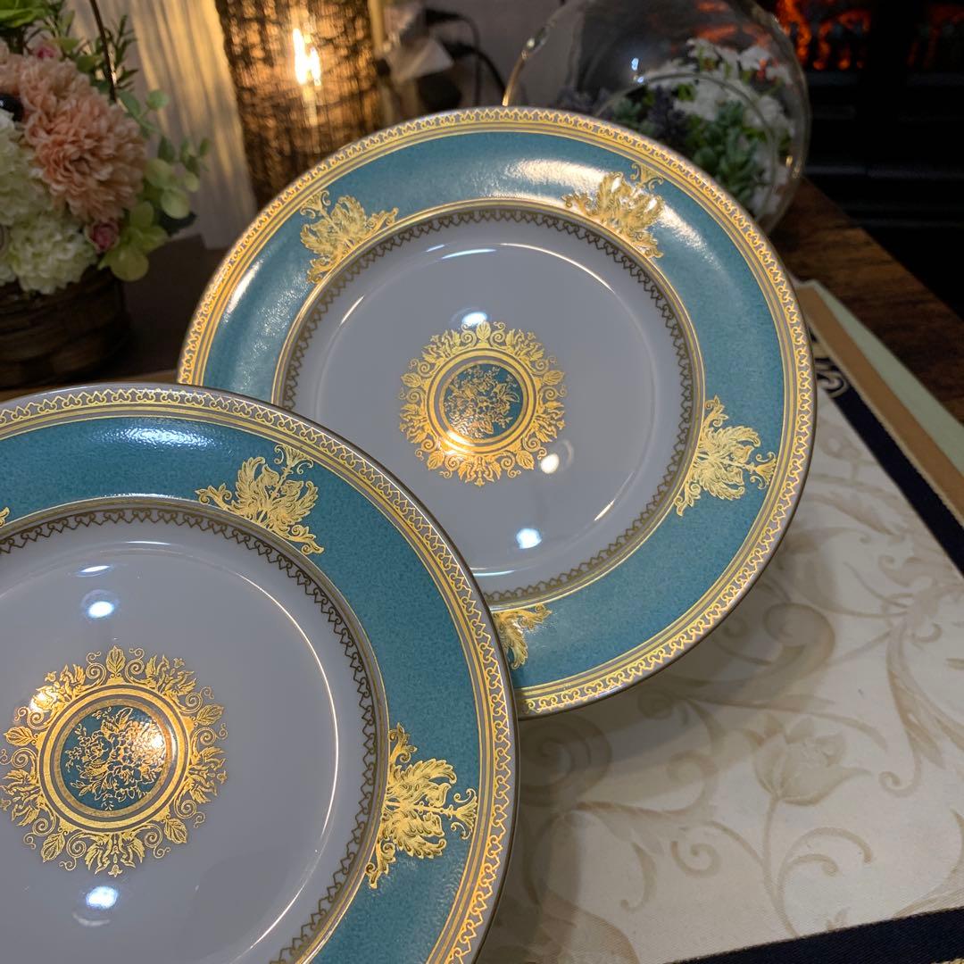 ウェッジウッド コロンビア　パウダー　ターコイズ　17.5cmケーキプレート