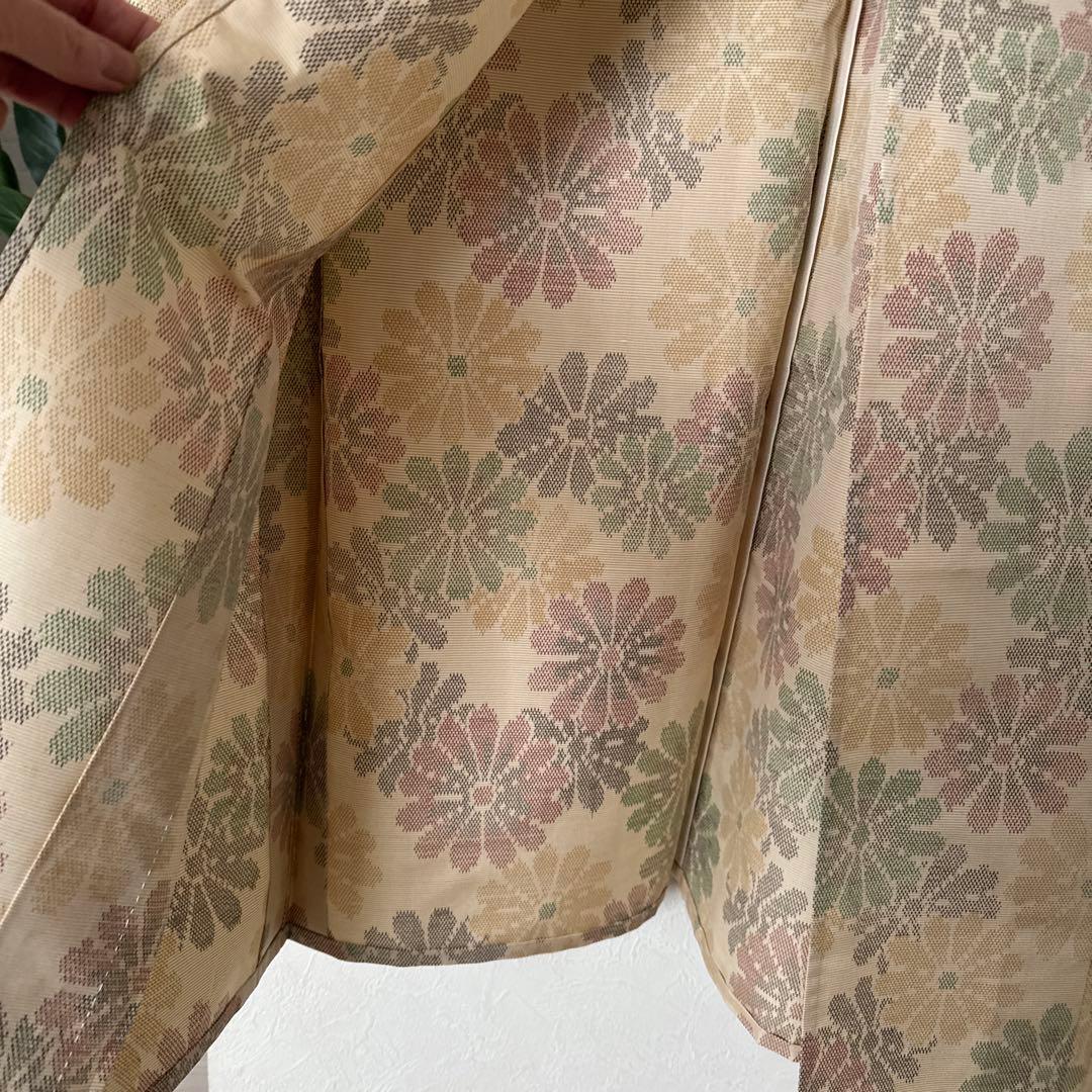 大島紬　白大島　菊尽くし　単　多色　着物　広衿　小紋　きくづくし　花柄　正絹