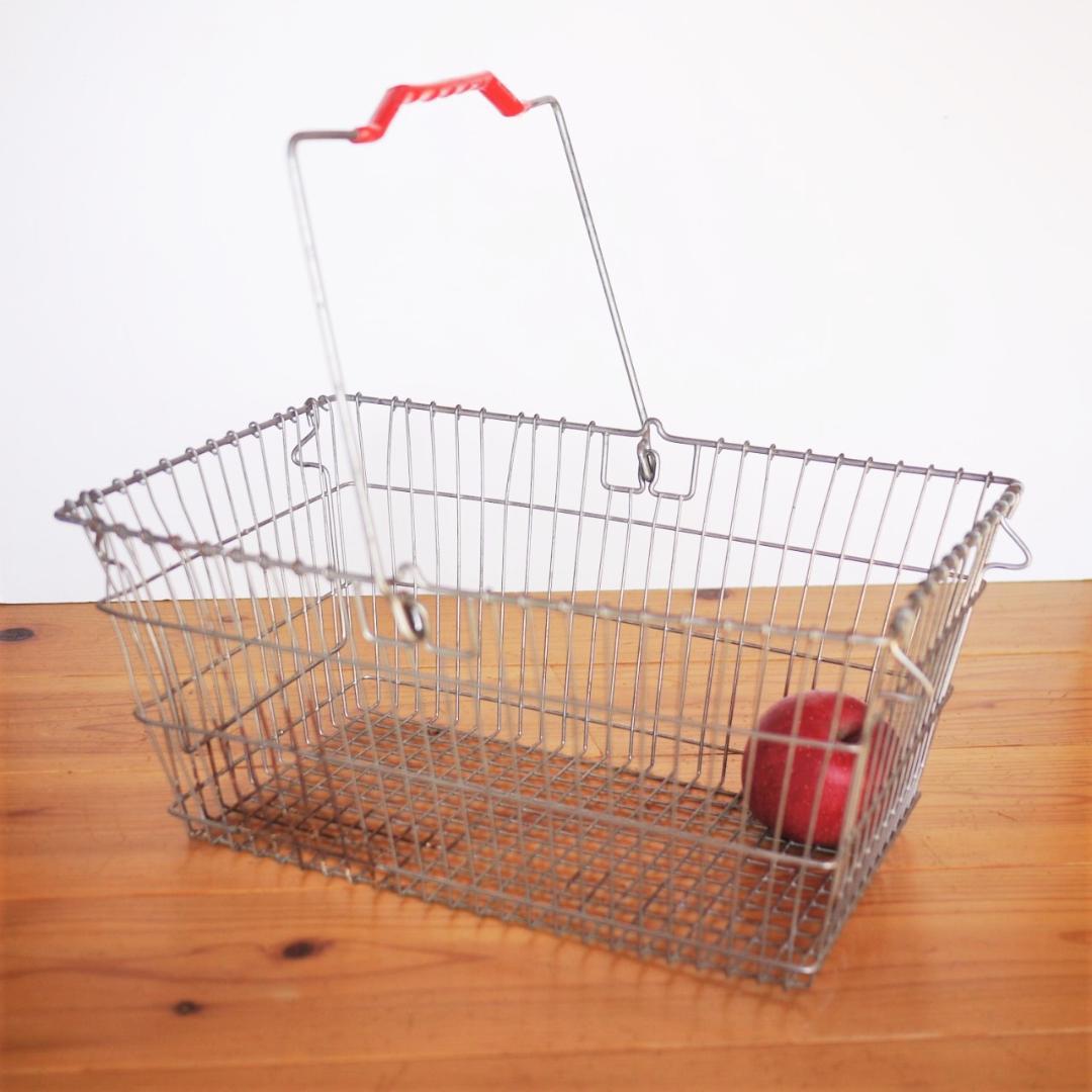 ドイツ ワイヤバスケット 2P　ショッピングかご ドイツヴィンテージ