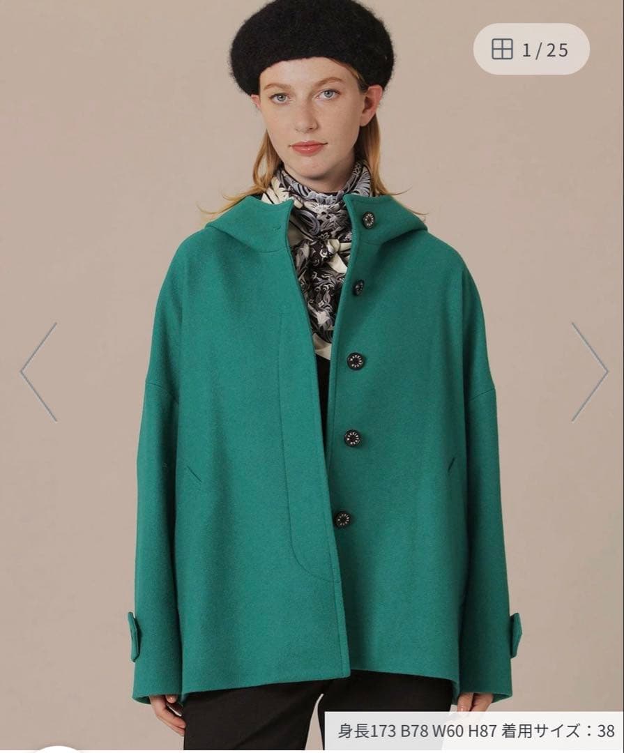 マッキントッシュロンドン　ロズリーファインウールメルトンフーデットショートコート