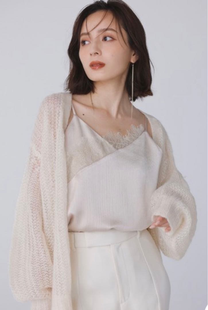 アニュアンス　　レースポイントサテンキャミソール