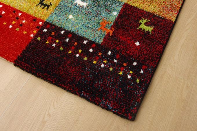 ギャッベ柄トルコ製ウィルトン織カーペット 133x190cm ラグ 絨毯（34）