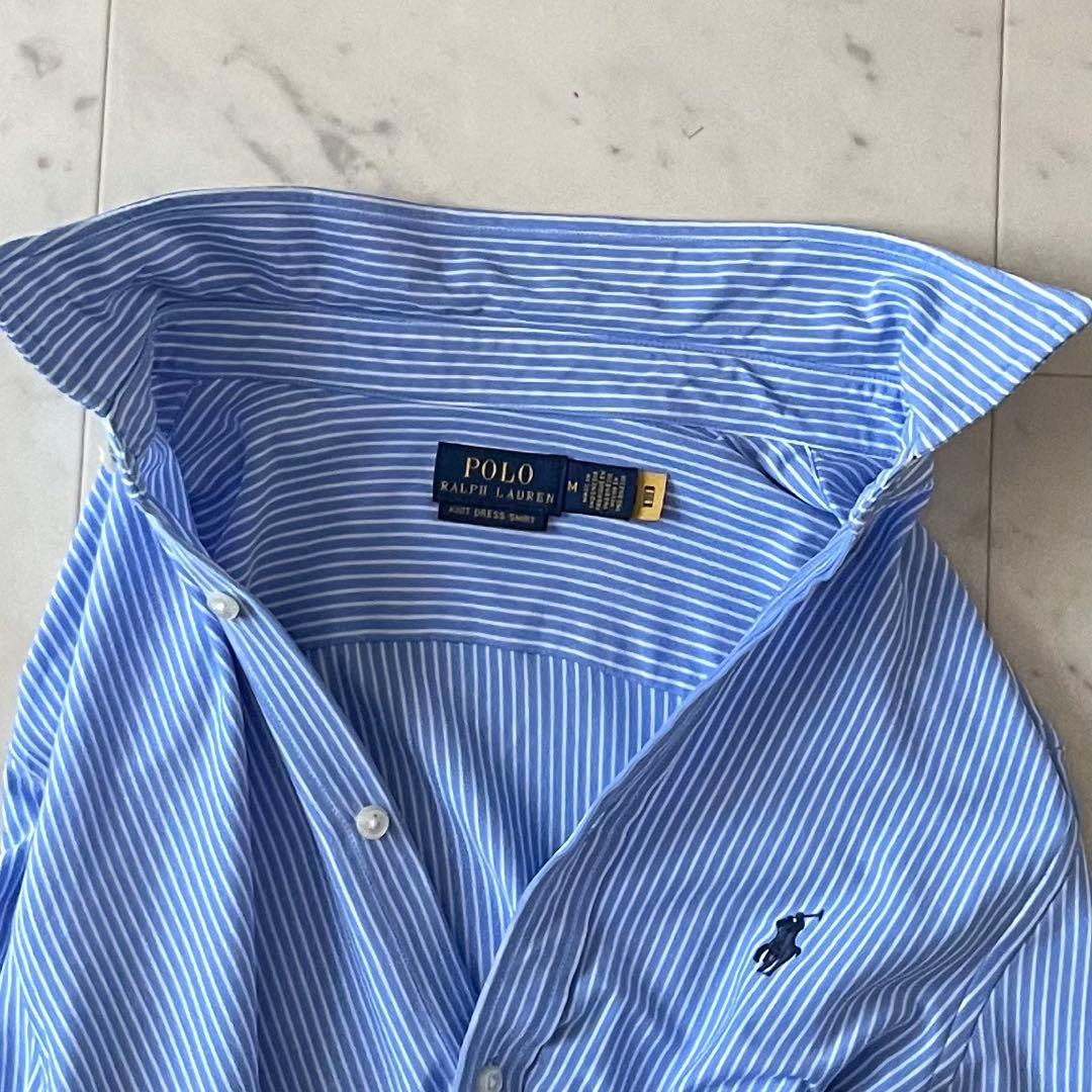 美品＊ポロラルフローレン KNIT DRESS SHIRT ロゴ刺繍 M