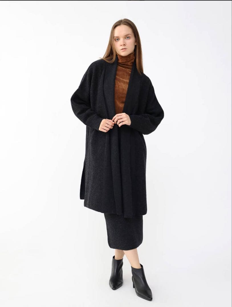 Aga ロングニットカーディガン　ダークグレー　ヤマダヤ　定価40000円