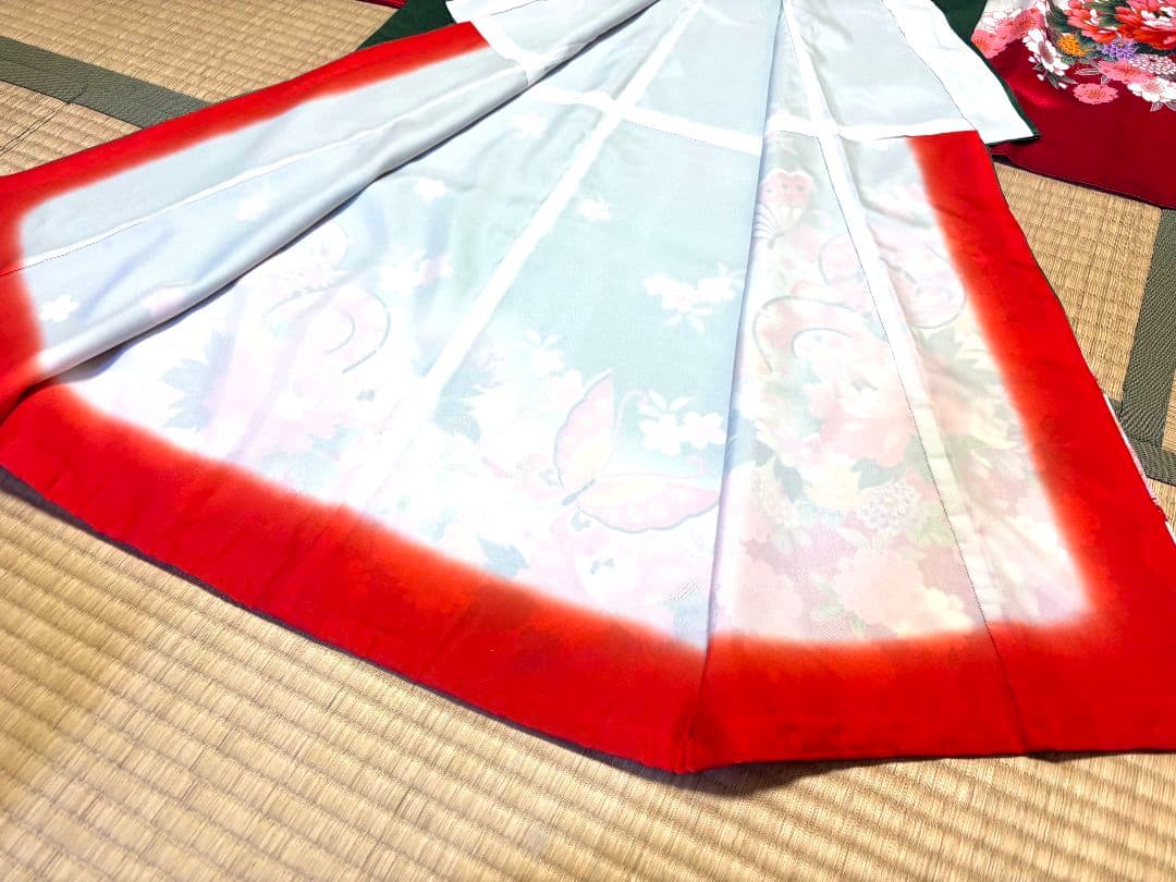 七五三　女児着物襦袢帯3点セット　緑