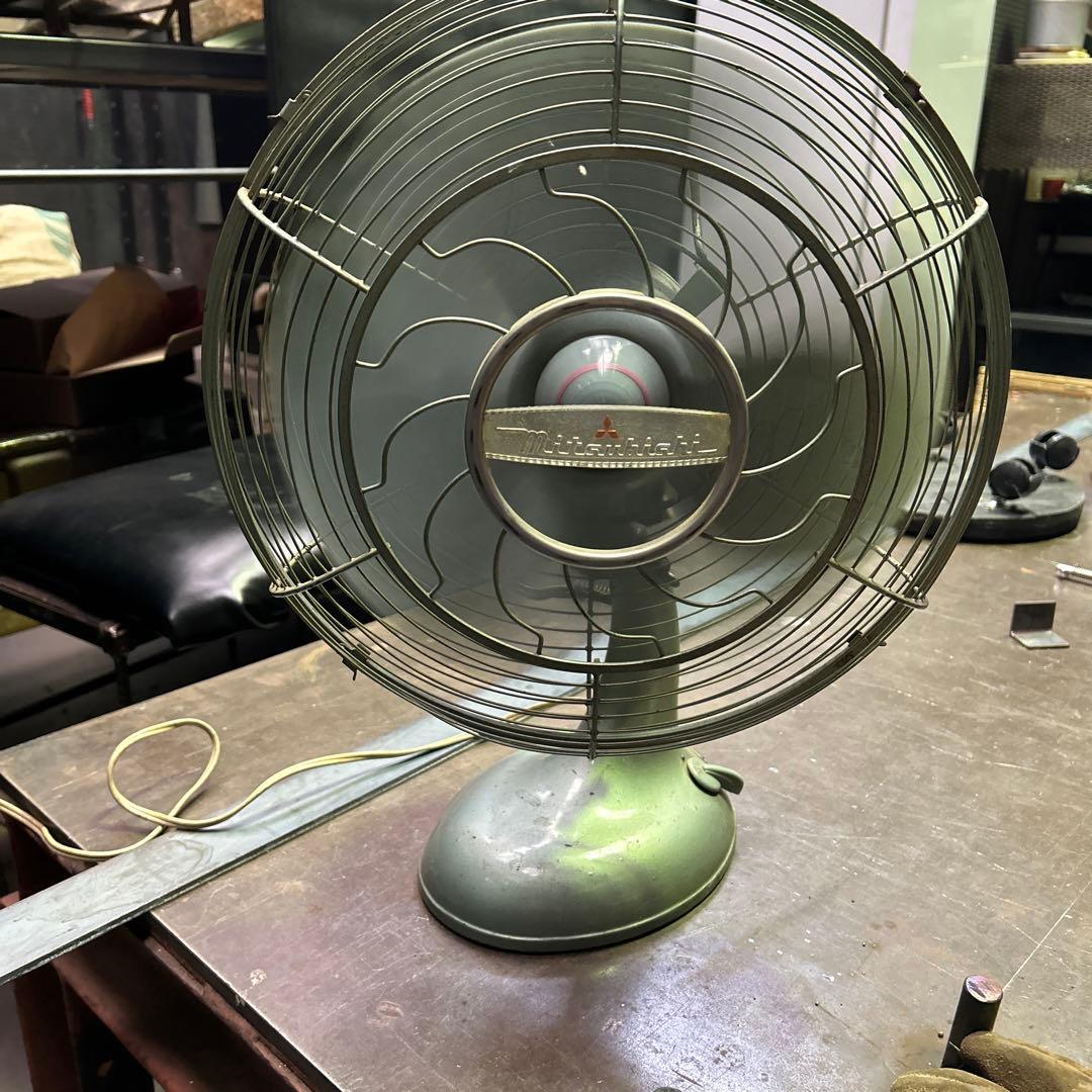 三菱 鉄製 扇風機 アンティーク 箱付き レトロ ビンテージ インテリア 76