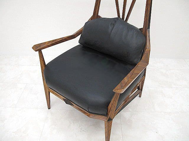 ヴィンテージ アールデコ様式本革ハイバックパーソナルチェア 1人掛けソファ