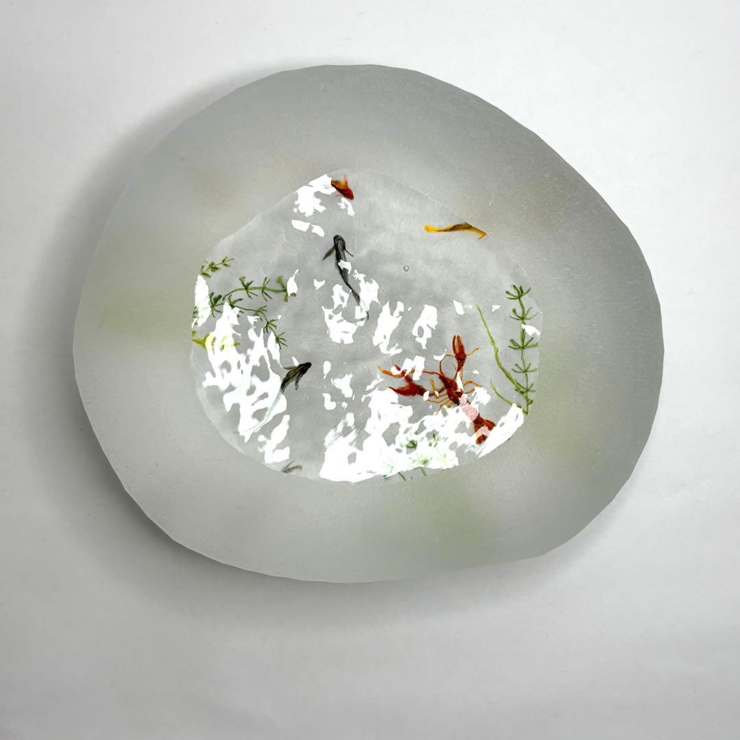 久保裕子さん作　ガラス　ザリガニ　魚　水草　ペーパーウェイト　文鎮　オブジェ