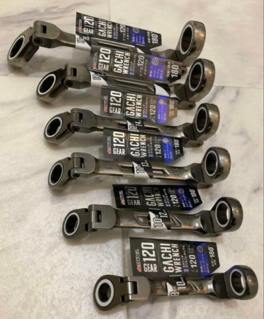 【新品】首振りダブルギアレンチ 軽量ガチレンチ ダブルフレキシブル 全6種セット