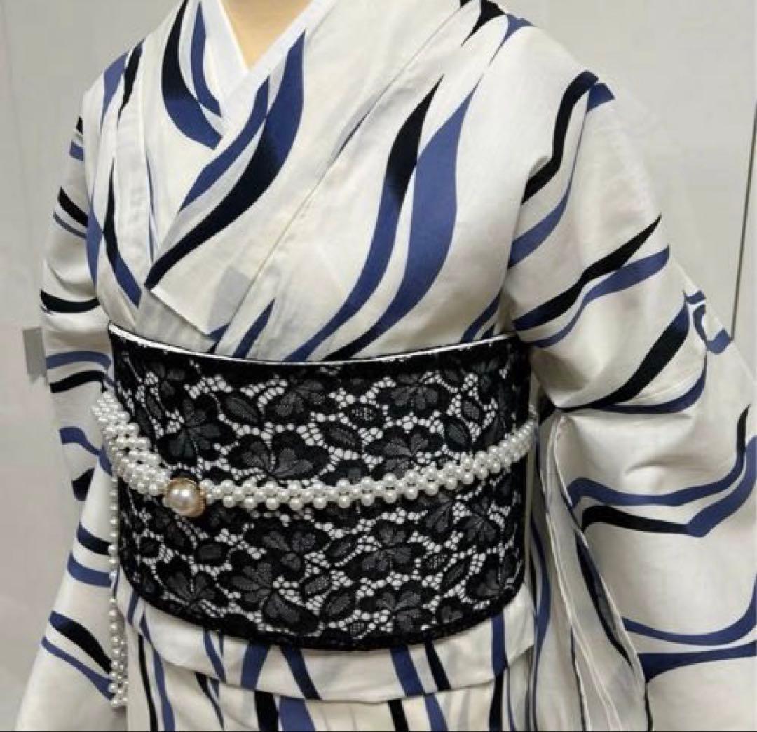 浴衣 ゆかた 白、ネイビー、黒 サイズM ユカタ 浴衣単品 イベント 花火 M