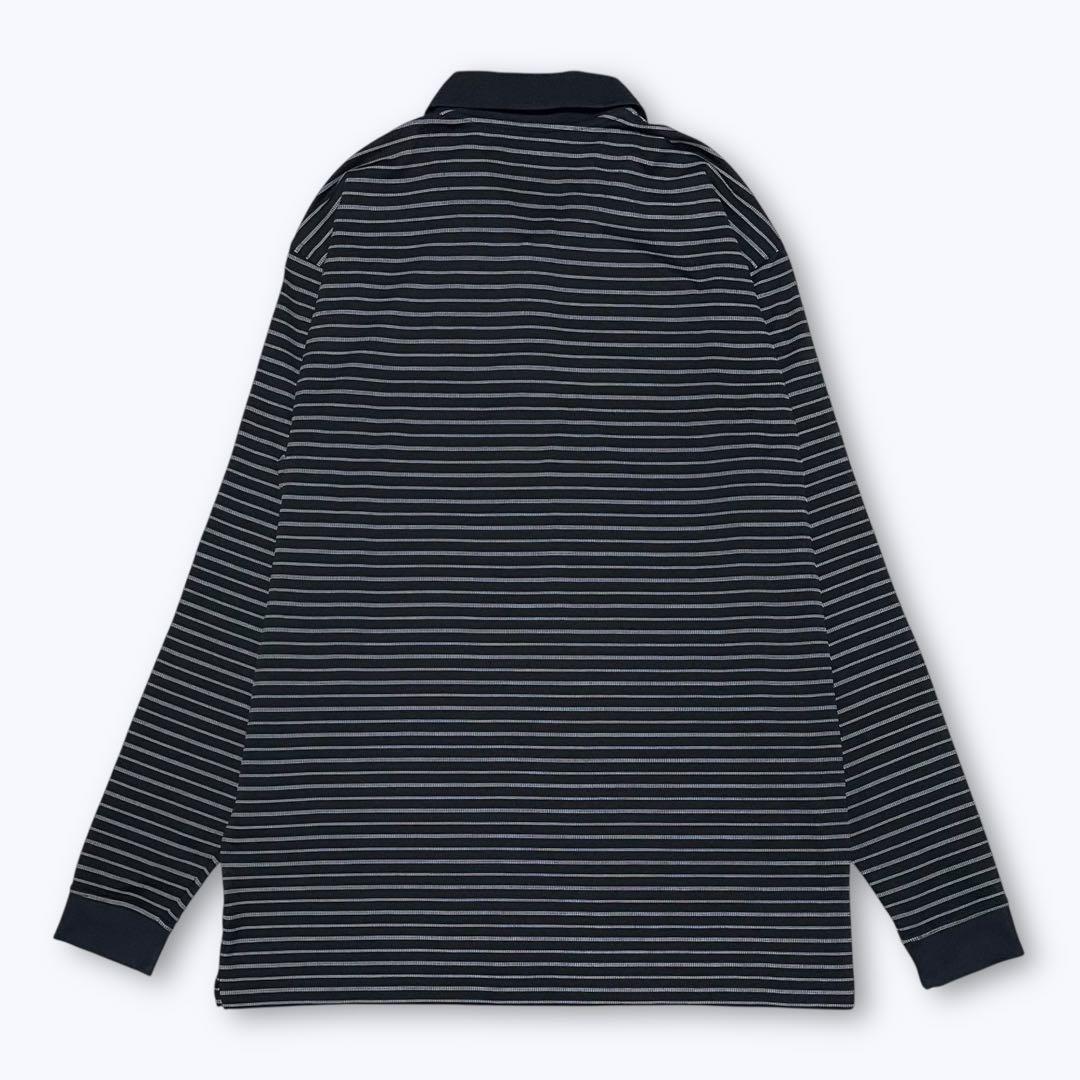 【未使用デッド】00s NIKE GOLF 長袖ポロシャツ 黒 白ボーダー XL