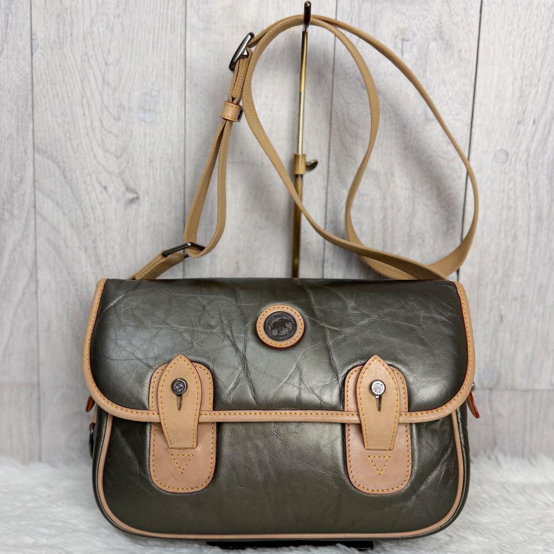 希少♡最高級♡バチューレザー♡ハンティングワールド ショルダーバッグ カーキ