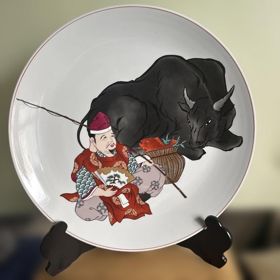 【HMZ716】備前有田焼　伝統工芸士　江口天童　飾皿　長期保管品