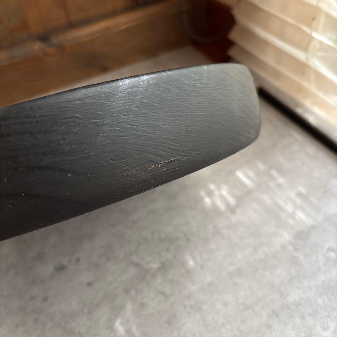 アンティーク 丸盆 くり抜き盆 木製 ビンテージ ブラック お盆 トレー