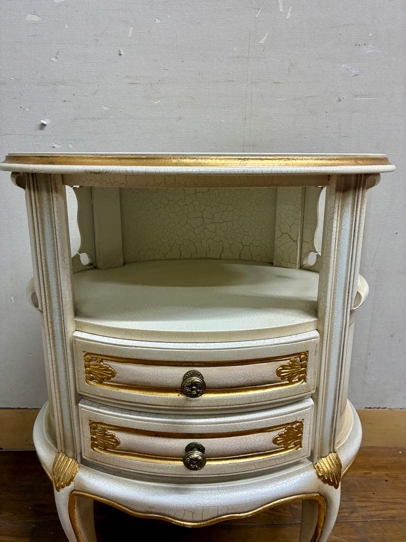 管386☆イタリア製☆ロココ調☆姫系☆ヒビ加工☆サイドテーブル☆コンソール