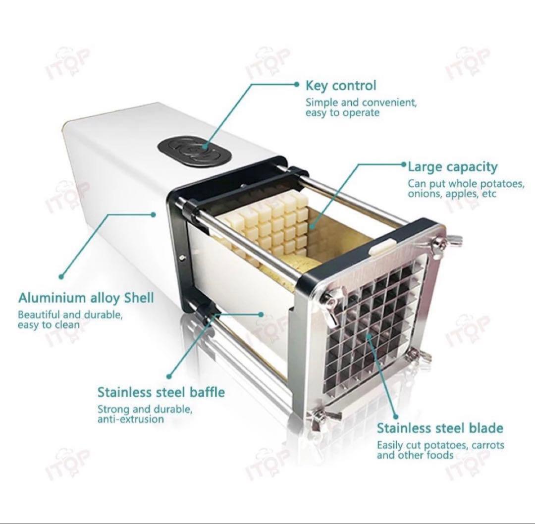 ★超ハイパワー★電動ポテトカッター　高級ステンレスブラックボディ　欧州クオリティ