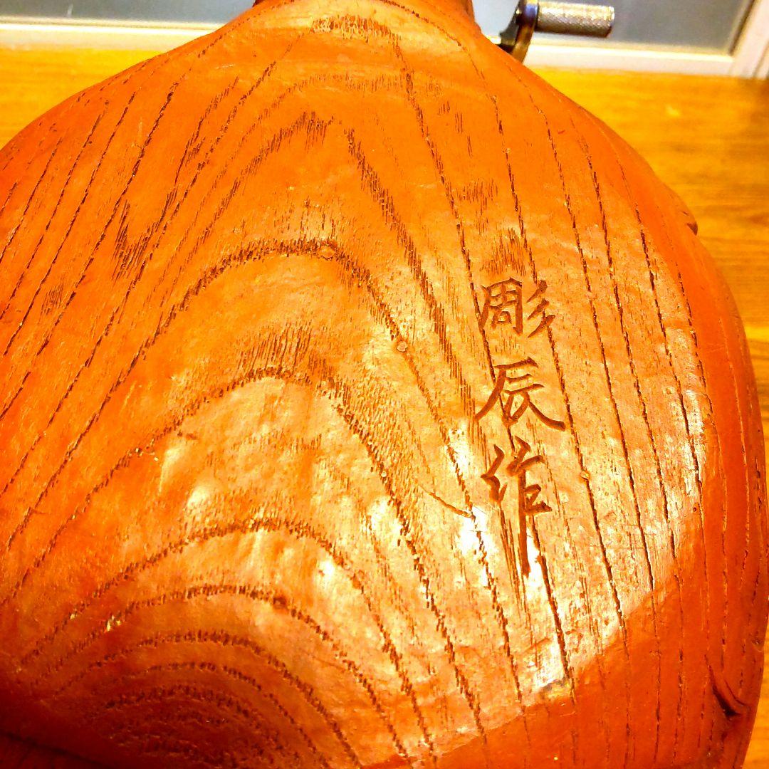 彫辰作 鶴亀彫 親子亀 墨壷 骨董 在銘 工芸品木製彫刻 装飾品 大工道具 墨坪