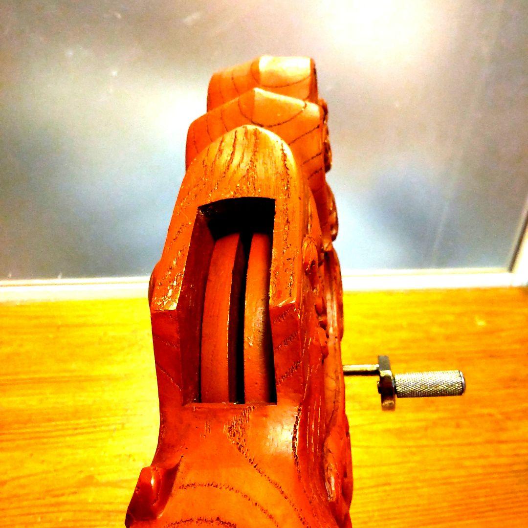 彫辰作 鶴亀彫 親子亀 墨壷 骨董 在銘 工芸品木製彫刻 装飾品 大工道具 墨坪