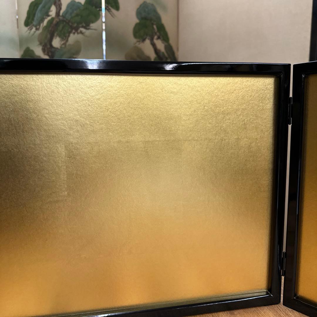 新品 本金箔三つ折り屏風 箱付