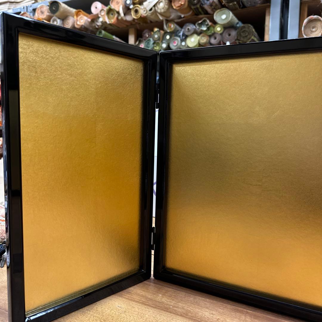 新品 本金箔三つ折り屏風 箱付