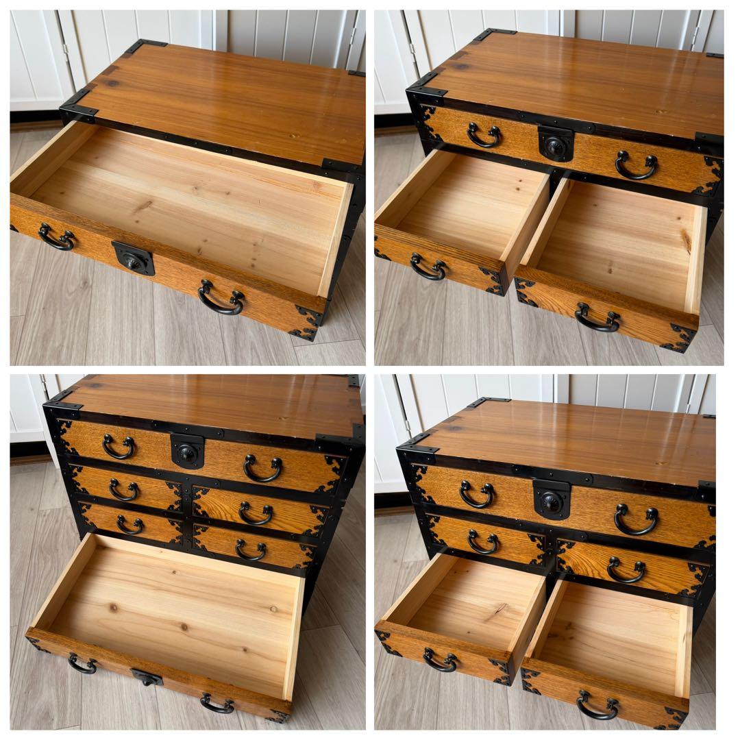 時代箪笥 小箪笥 和箪笥 昭和レトロ 引き出し4段 台車付き アンティーク