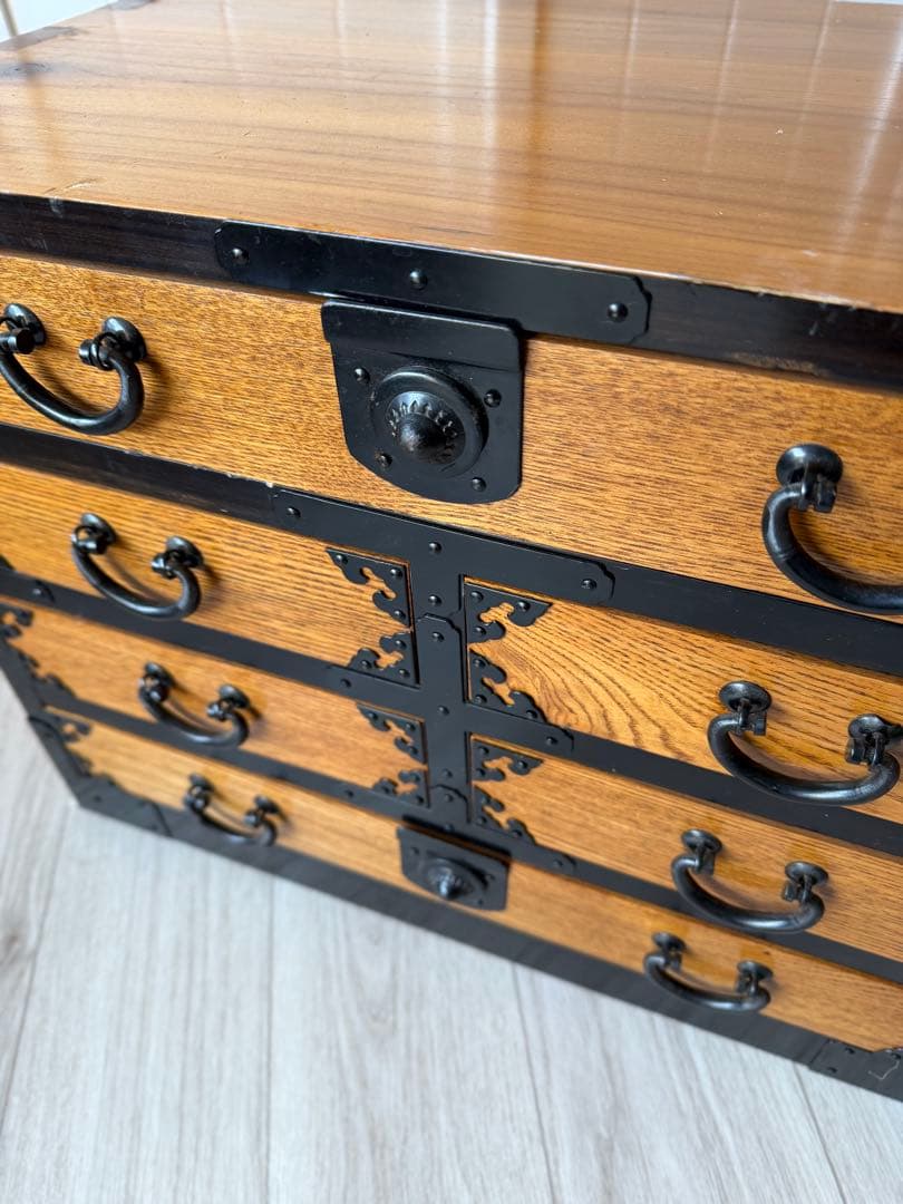 時代箪笥 小箪笥 和箪笥 昭和レトロ 引き出し4段 台車付き アンティーク