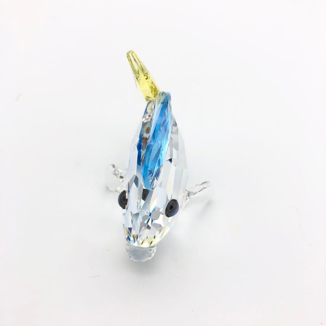 【クリスタル置物BlueTangfishナンヨウハギ】魚フィッシュかわいい青黄