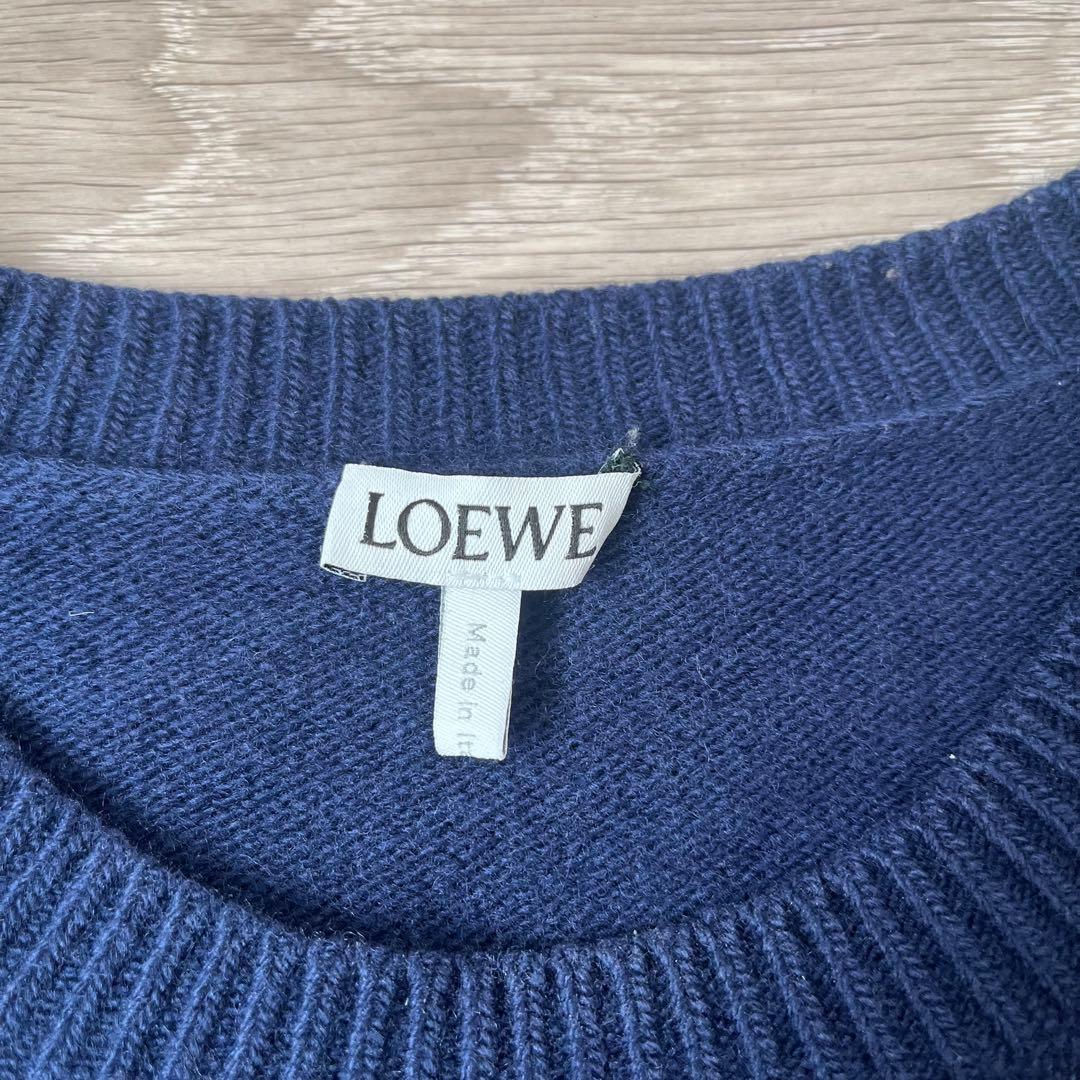 LOEWE ロエベ アナグラム刺繍 ウールニット ネイビー イタリア製