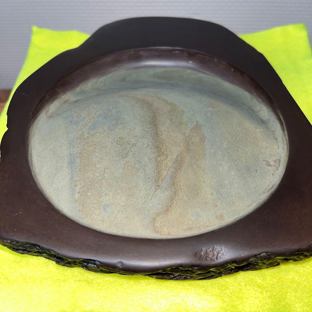 ⭕️うさぴょん⭕️赤間硯　希少　紫青石、紫金石様石紋綺麗　昇進堂謹製　丸型硯