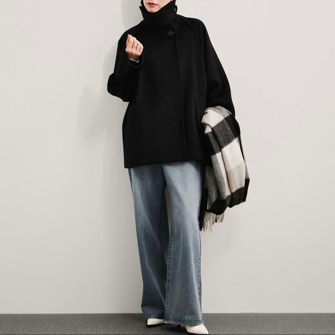 2wayスタンドカラーミドル丈コート