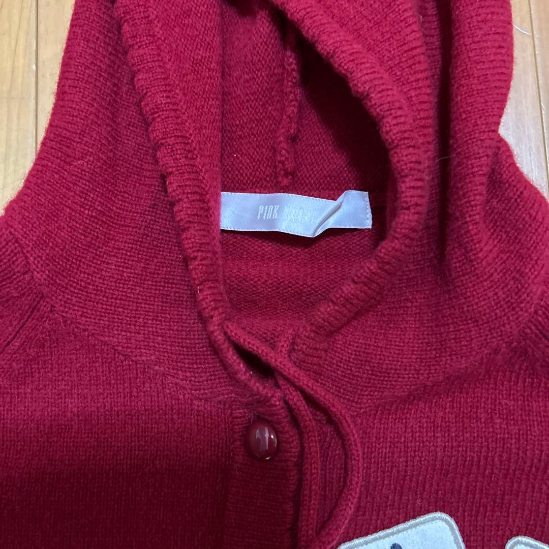 Pink House フード付き赤カーディガン