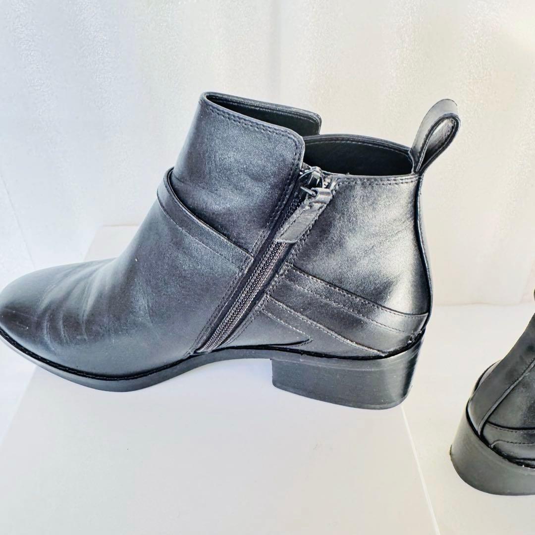【極美品】COLE HAAN レザー ショートブーツ 23cm 黒 箱付　秋冬