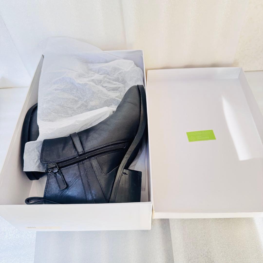 【極美品】COLE HAAN レザー ショートブーツ 23cm 黒 箱付　秋冬