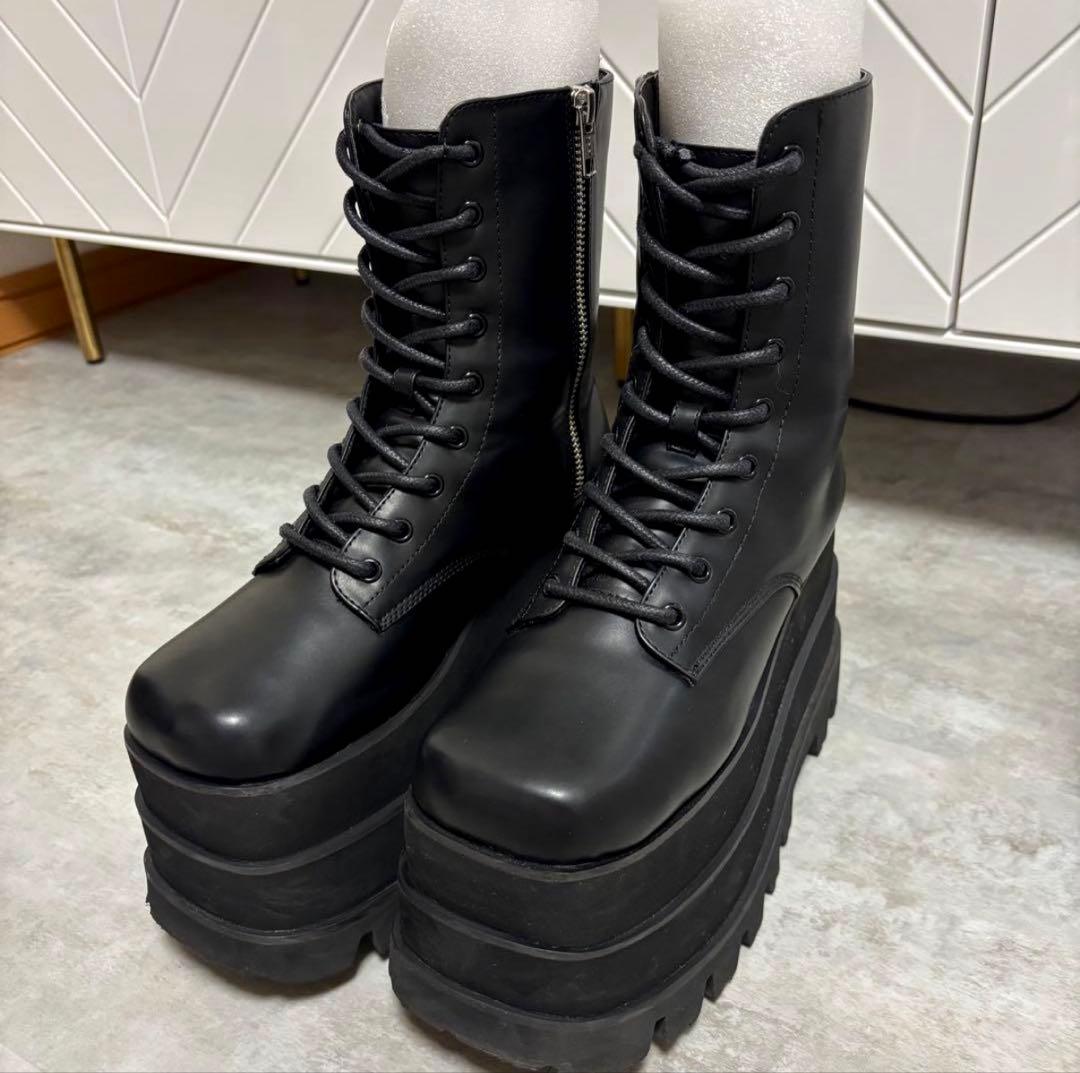 Darich トリプルソールエンジニアブーツ L ヒール 厚底 ブーツ ブラック