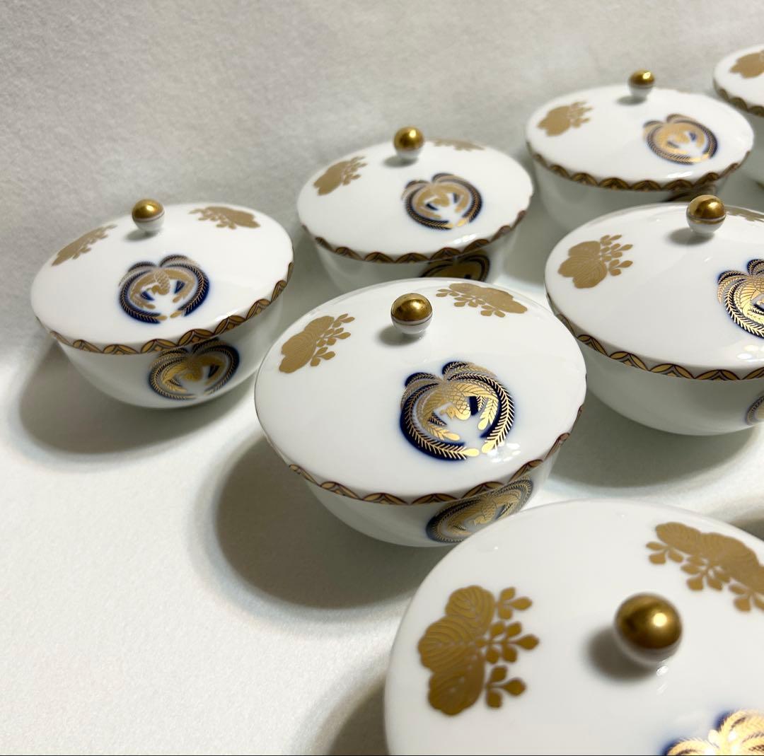 香蘭社 有田焼 蓋付汲出碗 5客 色絵金彩桐鳳凰文 煎茶碗揃 13客 和食器