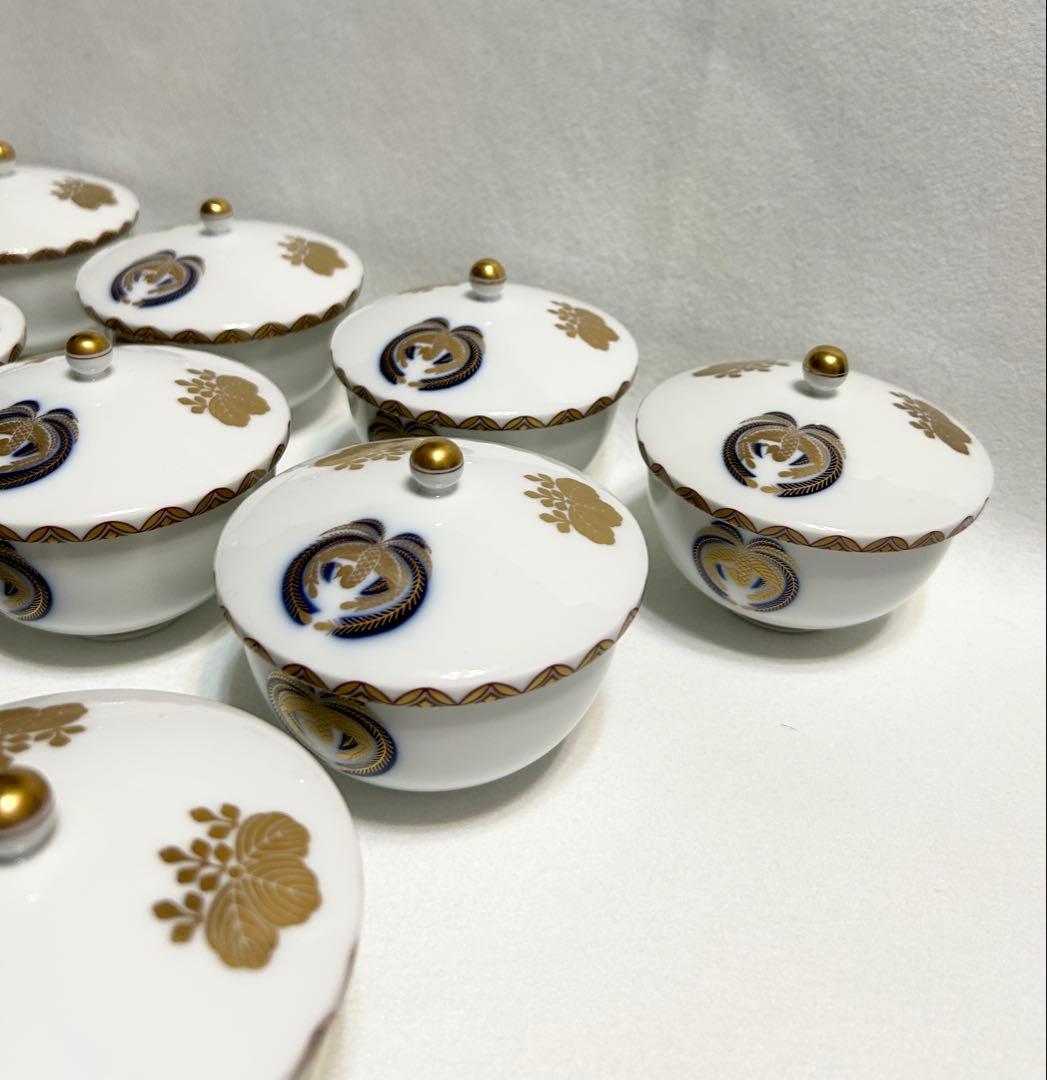 香蘭社 有田焼 蓋付汲出碗 5客 色絵金彩桐鳳凰文 煎茶碗揃 13客 和食器