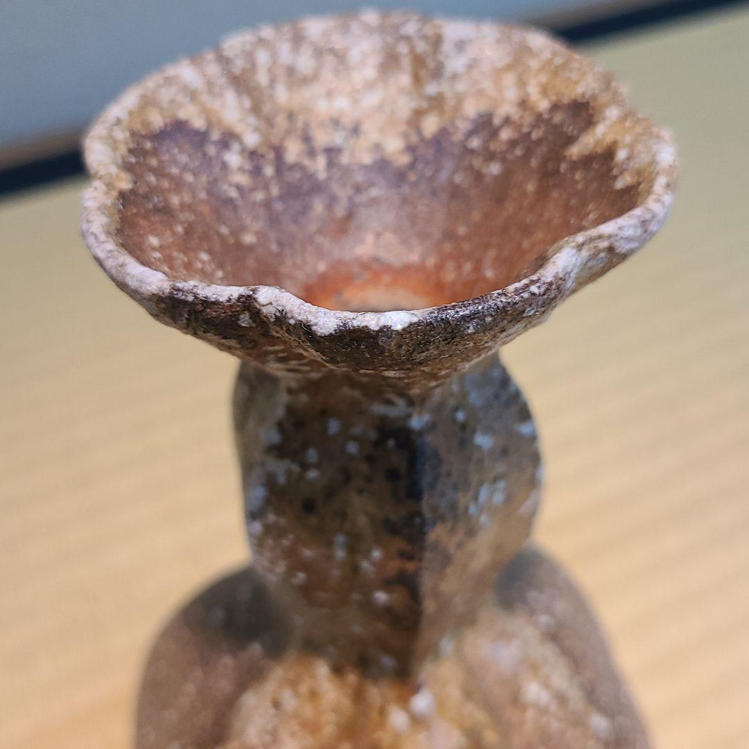 信楽焼 高橋美子作 輪花口花入 高さ7.5寸（約22cm） 共箱 本物保証