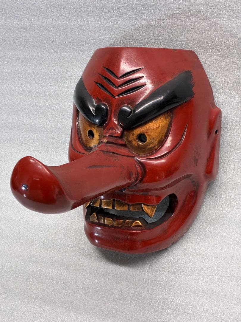 天狗　お面　天狗面　木彫り　魔除け　縁起物