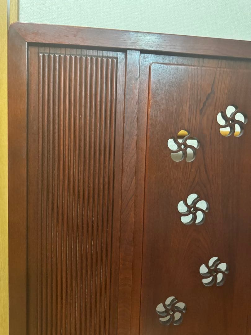 karimoku 衝立て 間仕切り 梅の透かし柄 レトロ