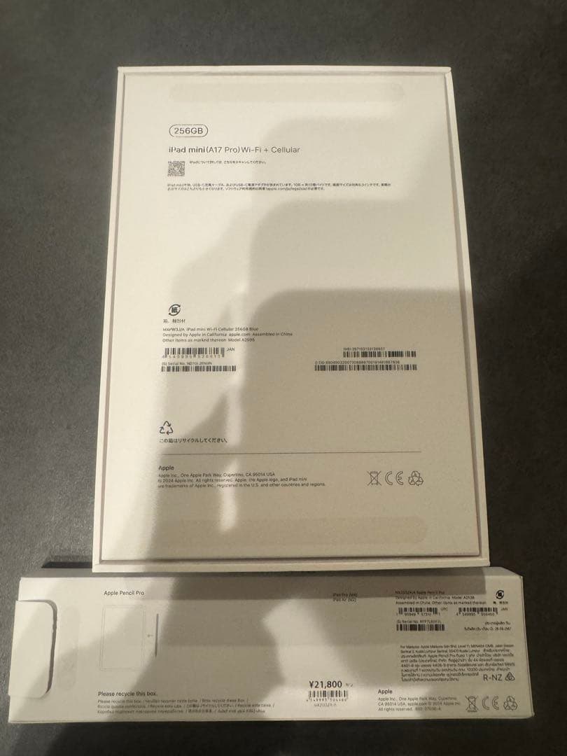 iPad mini セルラー 256 ブルー pencil pro AC＋加入