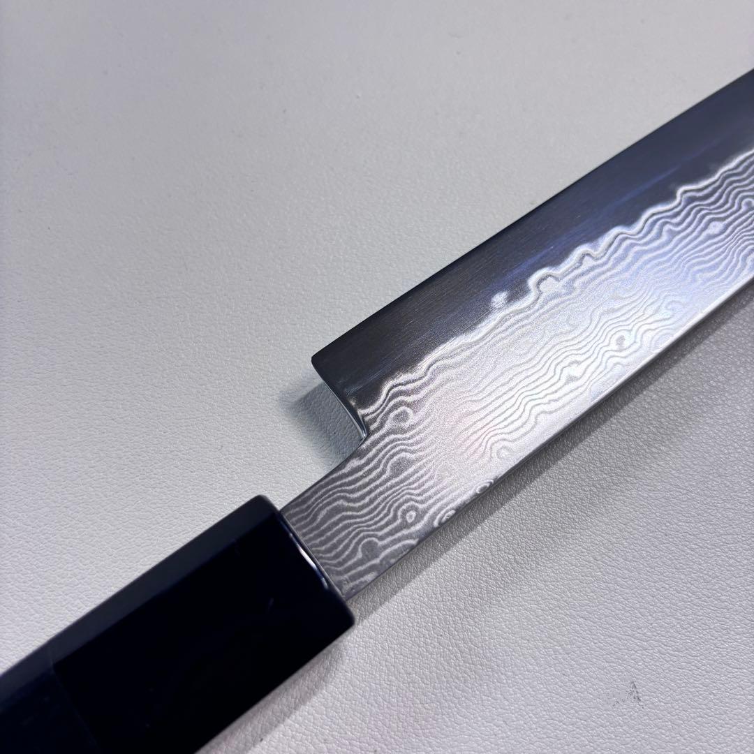 240mm 柳刃包丁　ダマスカス黒檀 本水牛八角柄　刺身包丁 和包丁︓