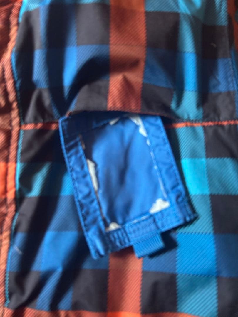 BURTONバートン　キッズスノーボードウェア 上M下S オレンジ青チェック