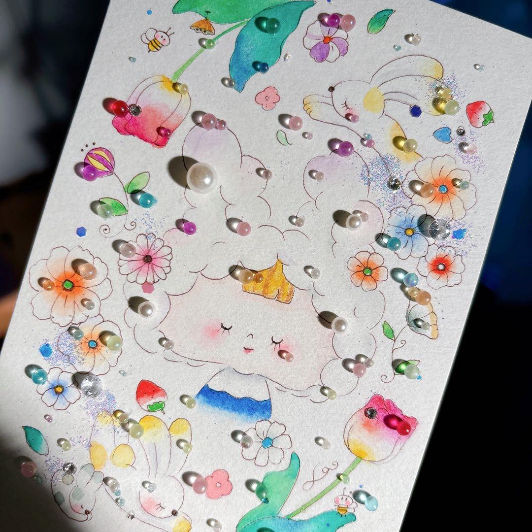 イラスト　グラスアート　水彩画　原画