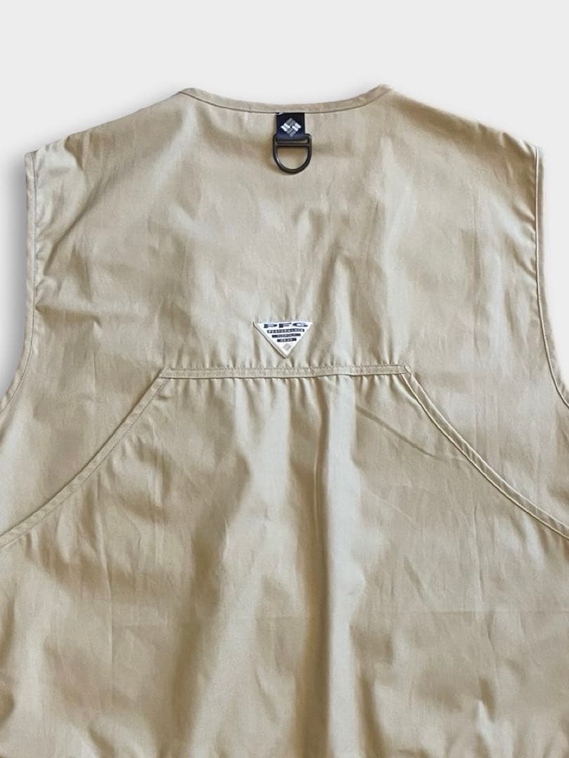 90s Columbia PFG ベージュ フィッシングベスト 6ポケット 美品