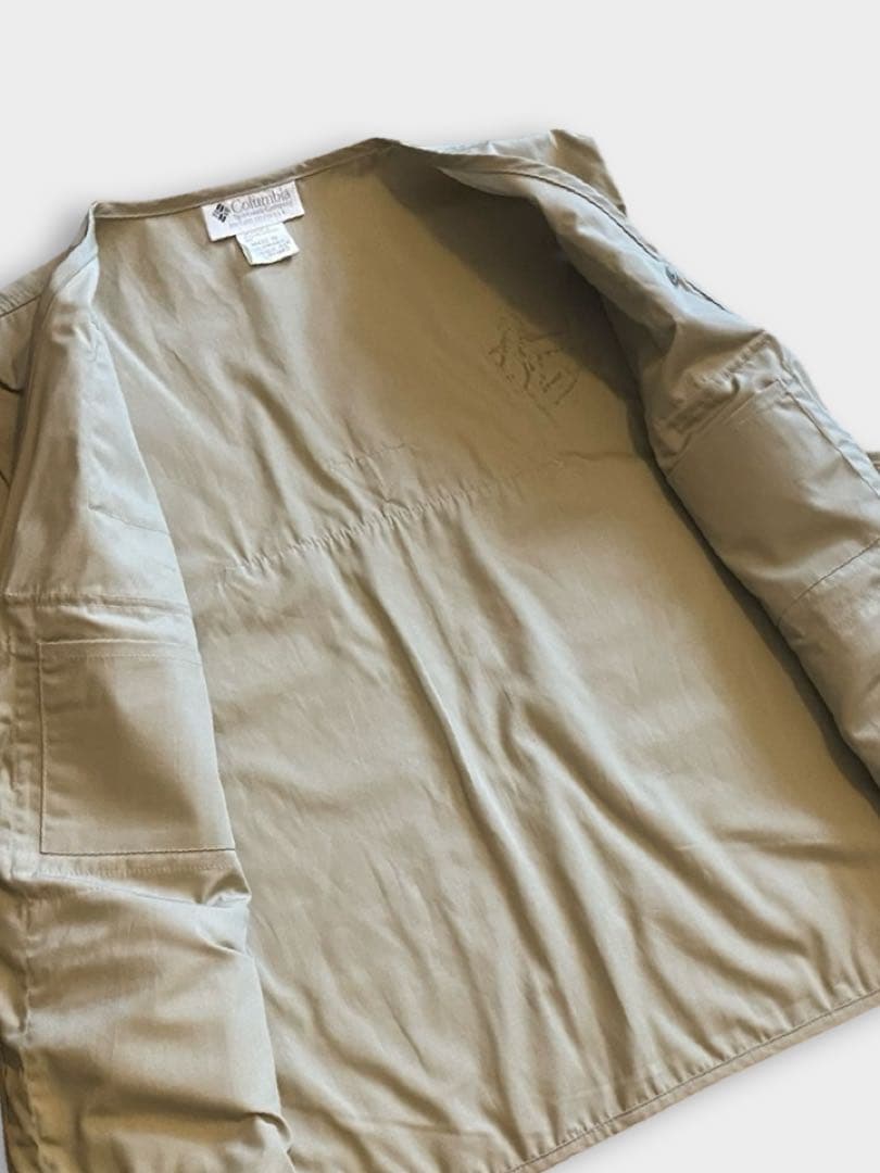 90s Columbia PFG ベージュ フィッシングベスト 6ポケット 美品