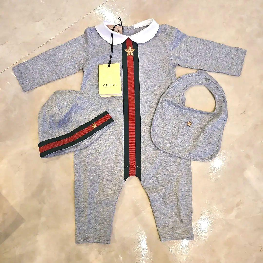 新品タグ付き　GUCCI グレー ロンパース・カバーオール セット