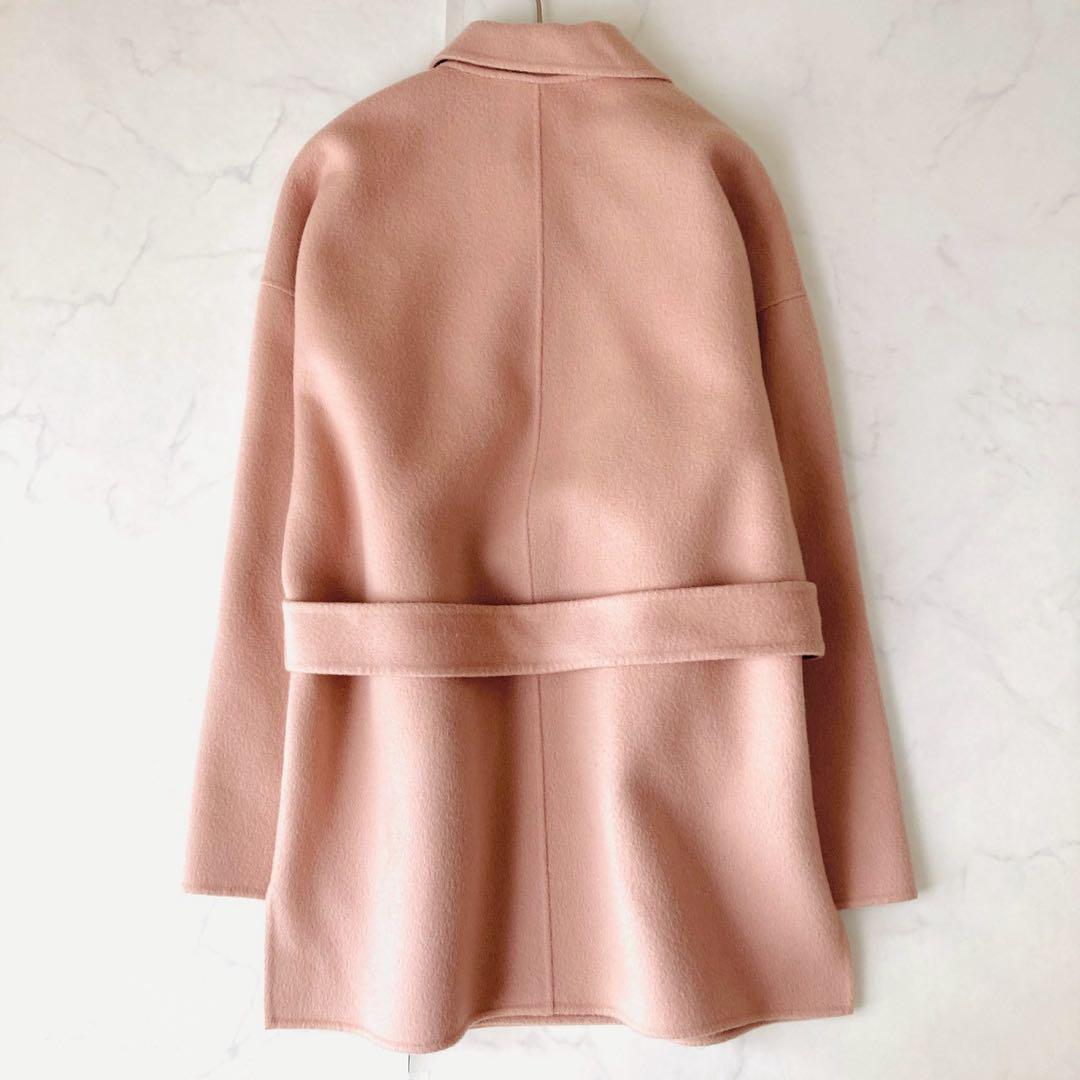 美品✨️セオリー　ダブルフェイス　リバーコート　ガウンコート　ベルテッド　ピンクS