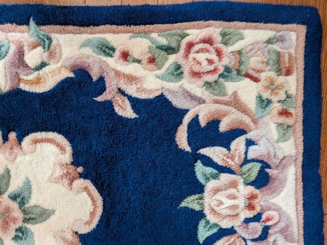 玄関マット クラシック花柄 ウール系 布張り 77×120cm