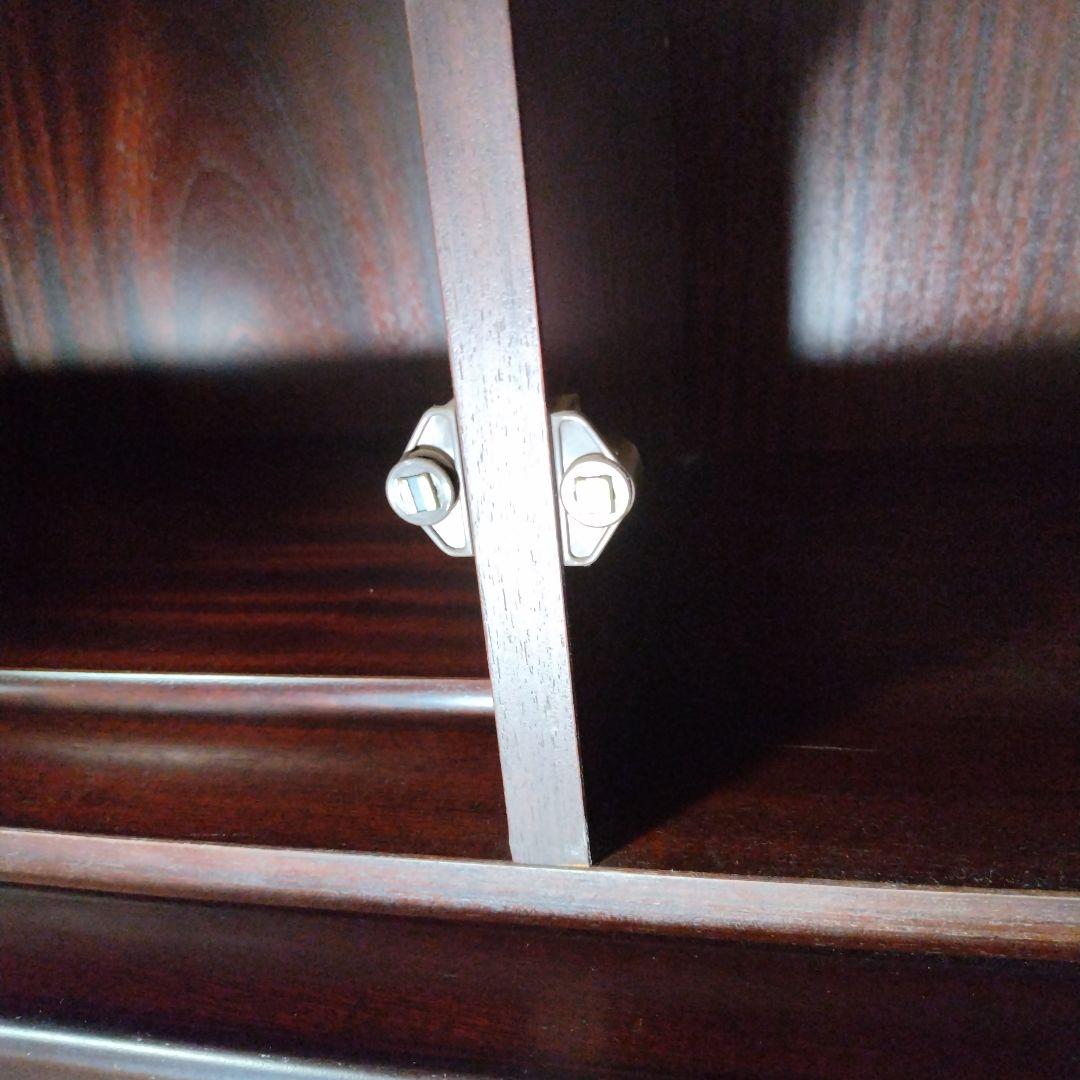 ダークブラウン 木製 ガラス扉本棚 200cm 上下分離可